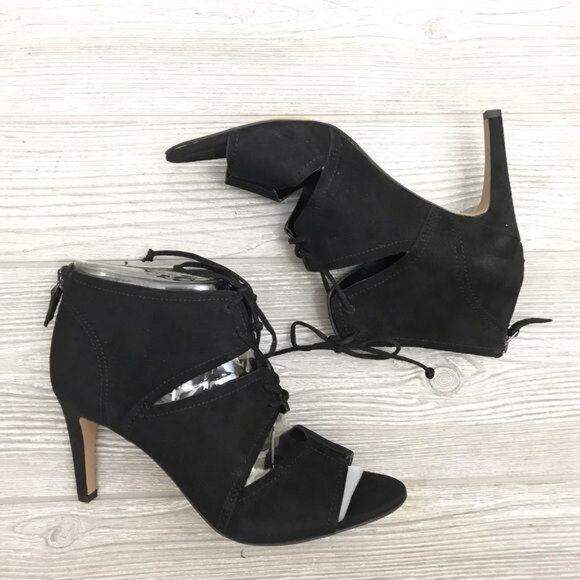 NIB Franco sarto Shawnee black 7.5 tie heel shoes corset front - Picture 1 of 8